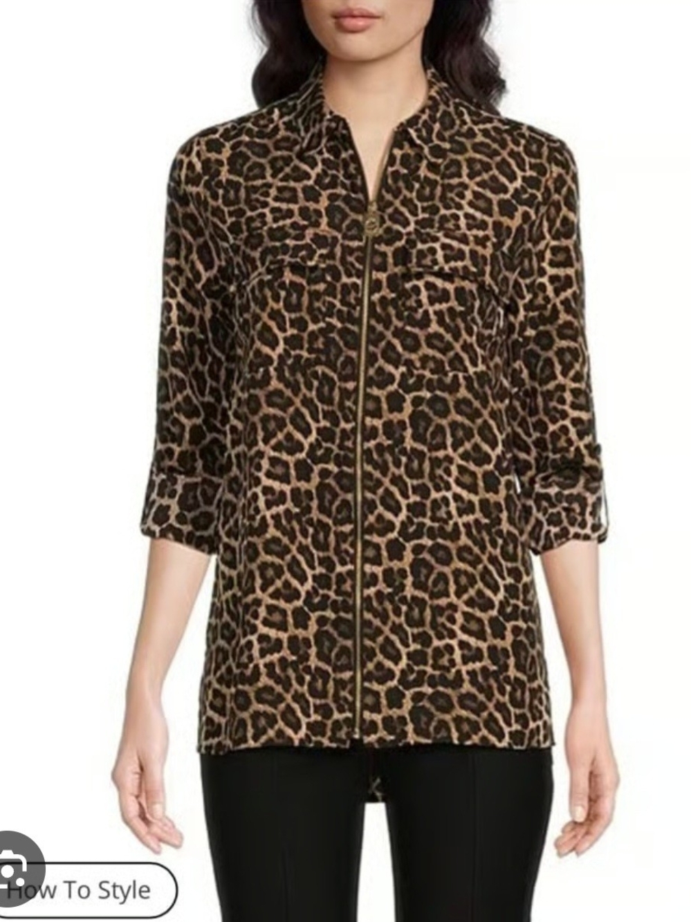 Michael Kors XL Leopard Print  Blouse - Brown/Black